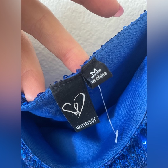 Windsor blue sequin one shoulder cutout mini dress - Picture 4 of 5